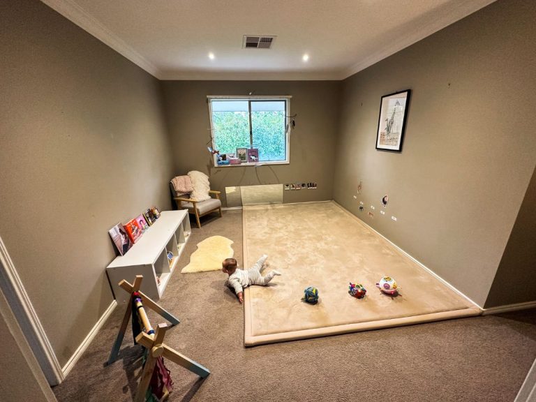 Our Montessori Inspired Movement Area and Playroom Setup For 8 Month Old Baby